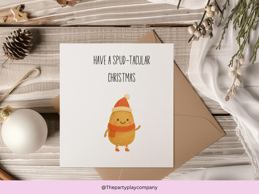 Funny Potato Christmas Card: Spud-tacular Pun Holiday Card