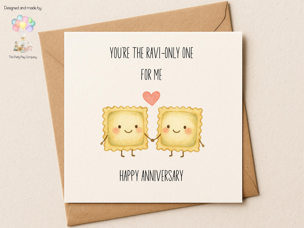 Funny Ravioli Anniversary Card: Kawaii Food Pun Love Card