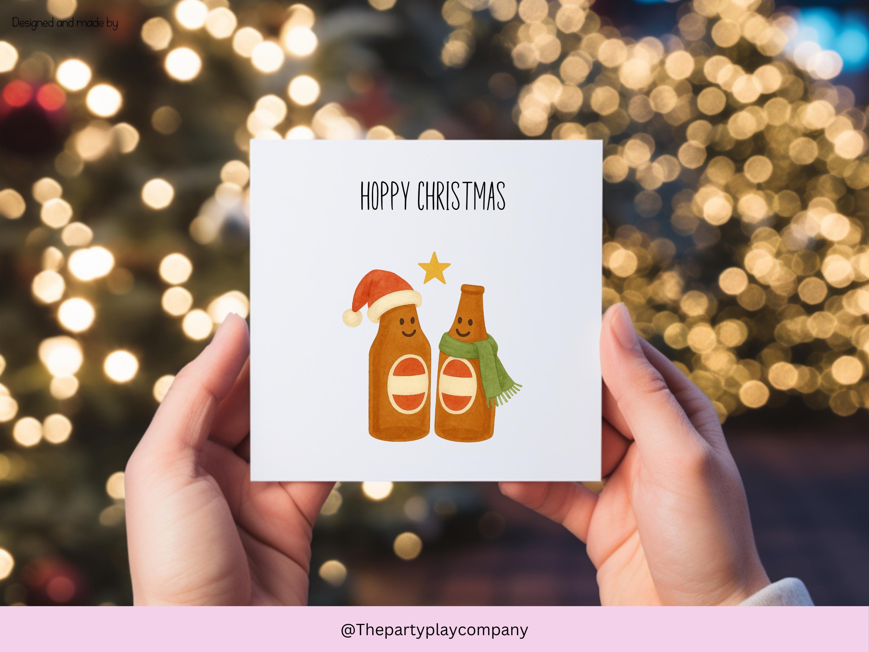 Hoppy Christmas Card: Funny Beer Pun Holiday Greeting