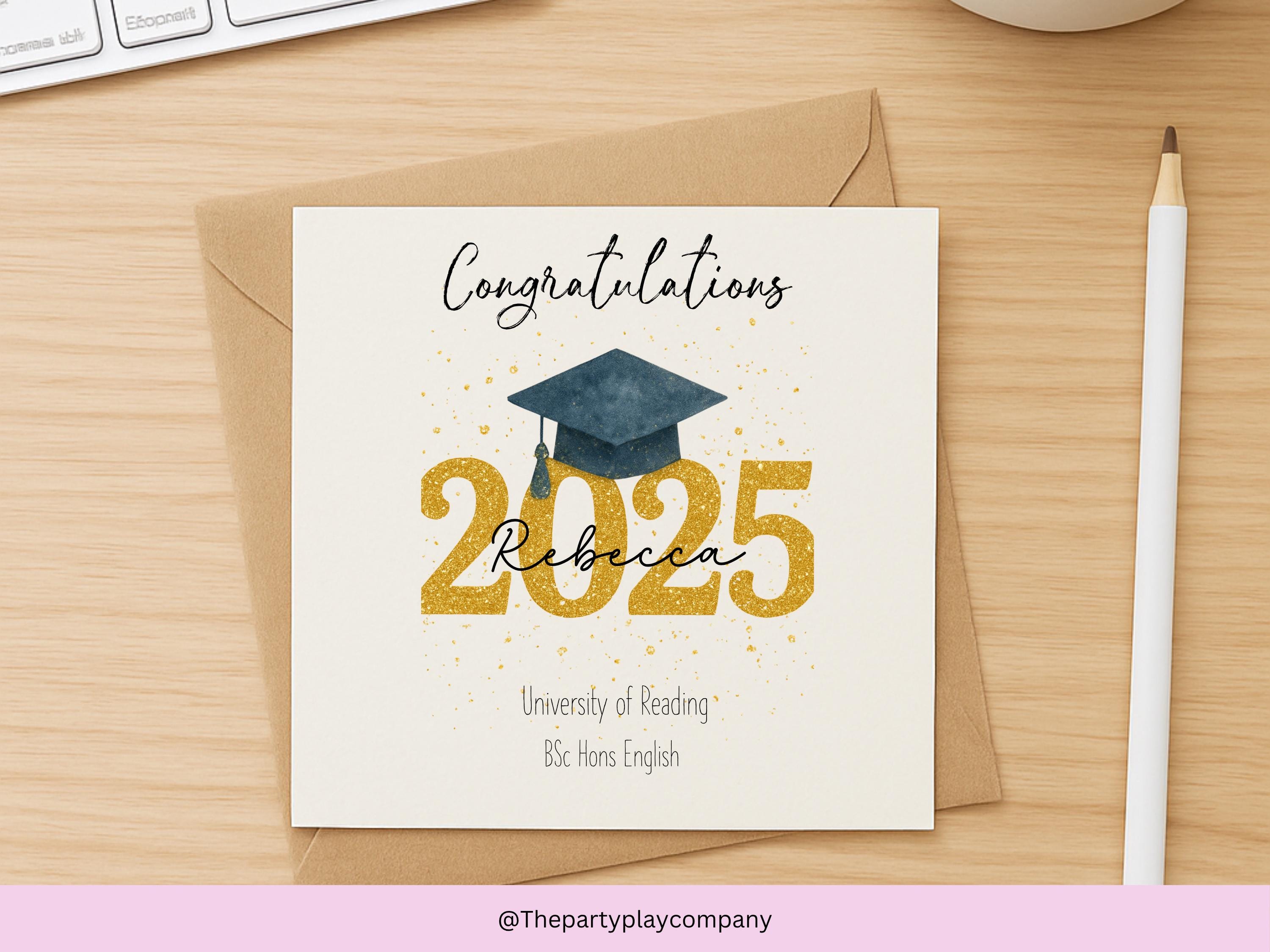 Personalized Graduation Card 2025: Name, University & Degree