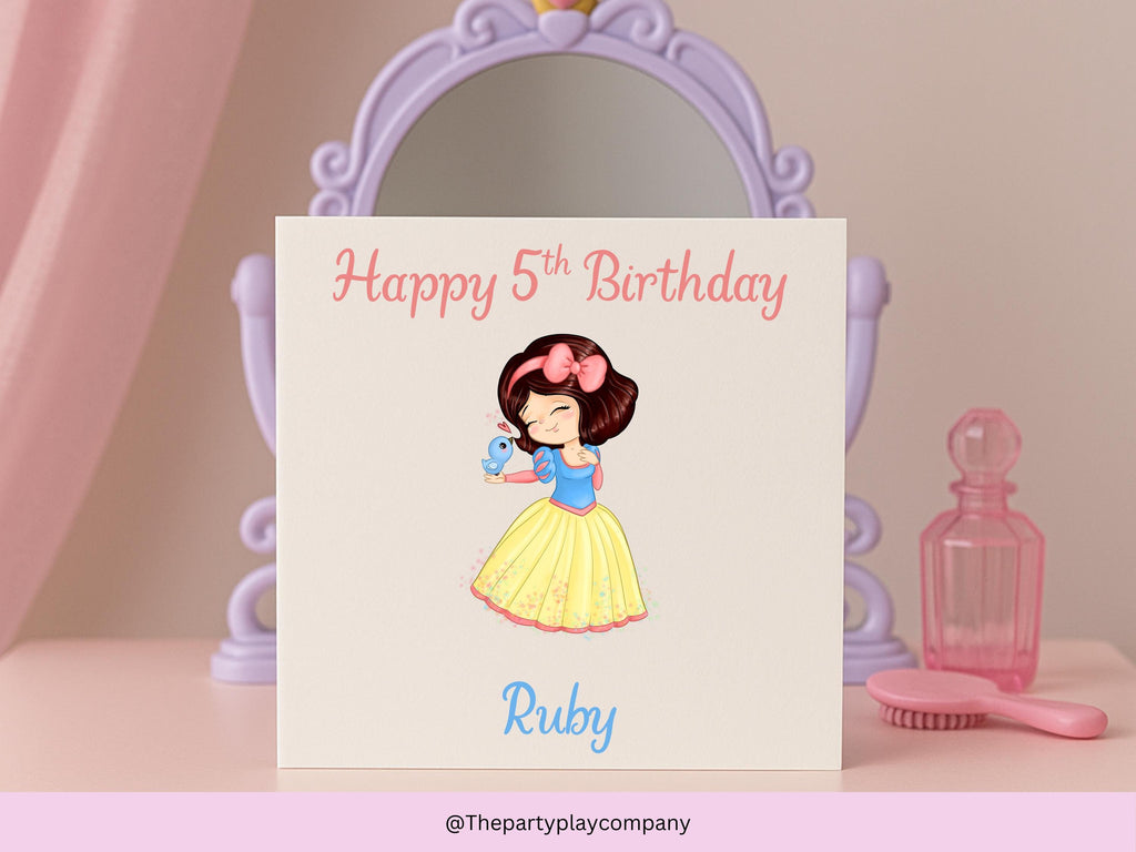 Personalised Snow Princess Birthday Card – Custom Name & Age, 6x6 Girls Card, More Designs Available