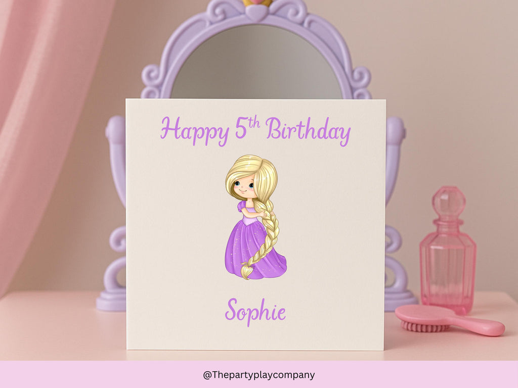 Personalized Princess Birthday Card: Custom Name & Age, 6x6 Girls Card