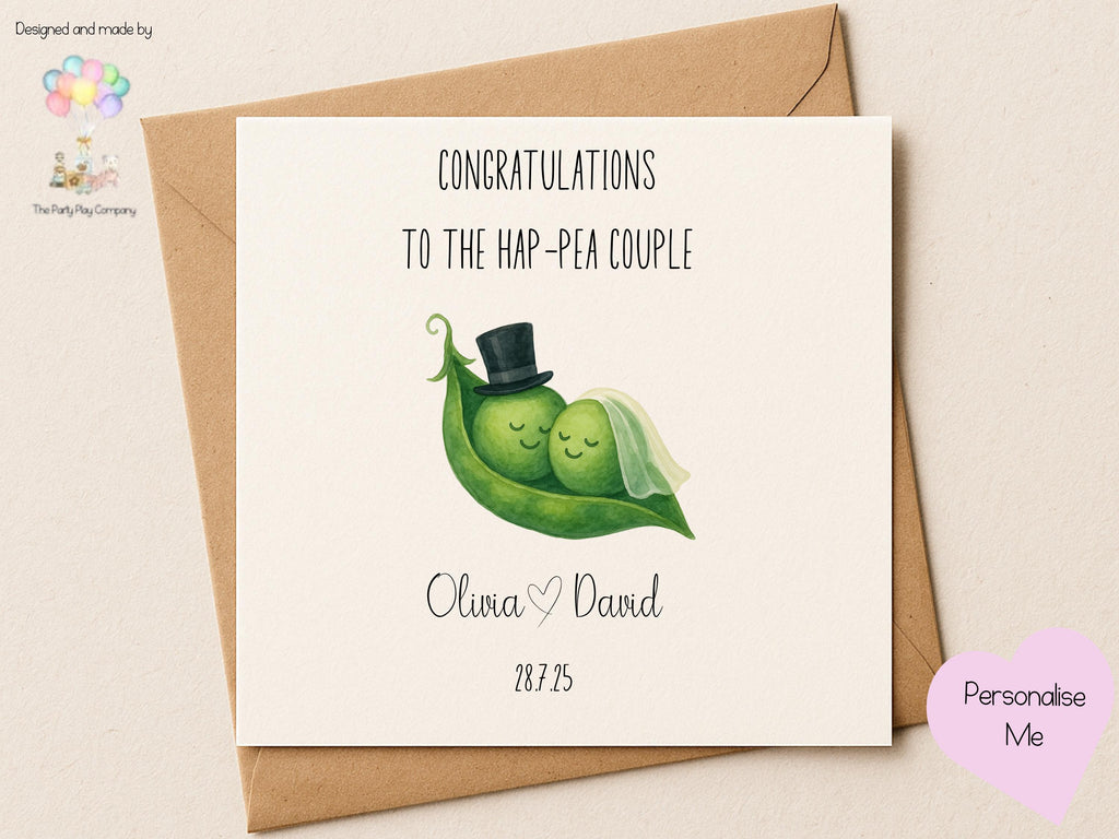 Funny Personalized Wedding Card: Hap-PEA Couple - Anniversary Card