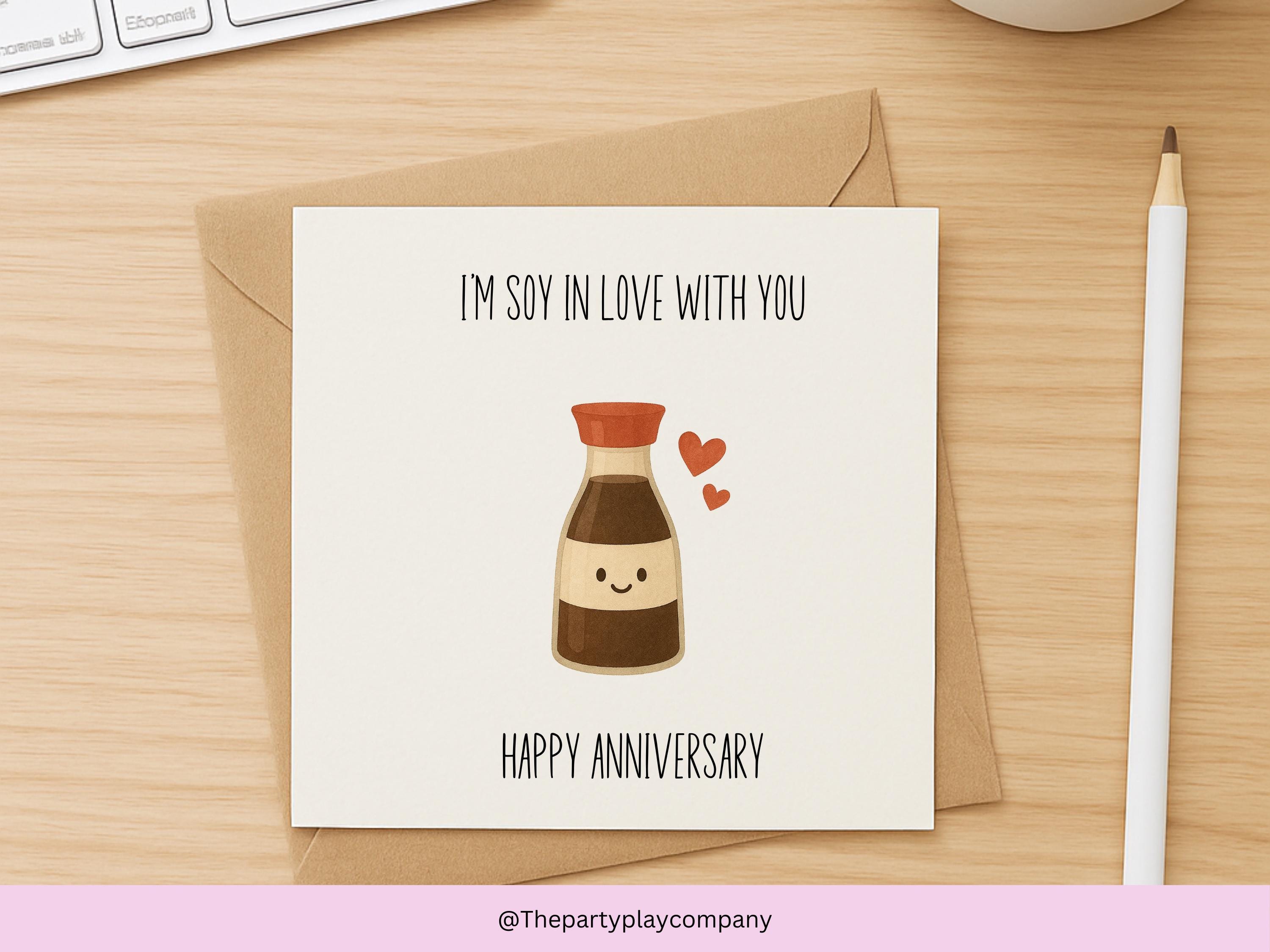 Funny Anniversary Card: "I'm Soy in Love With You" Pun