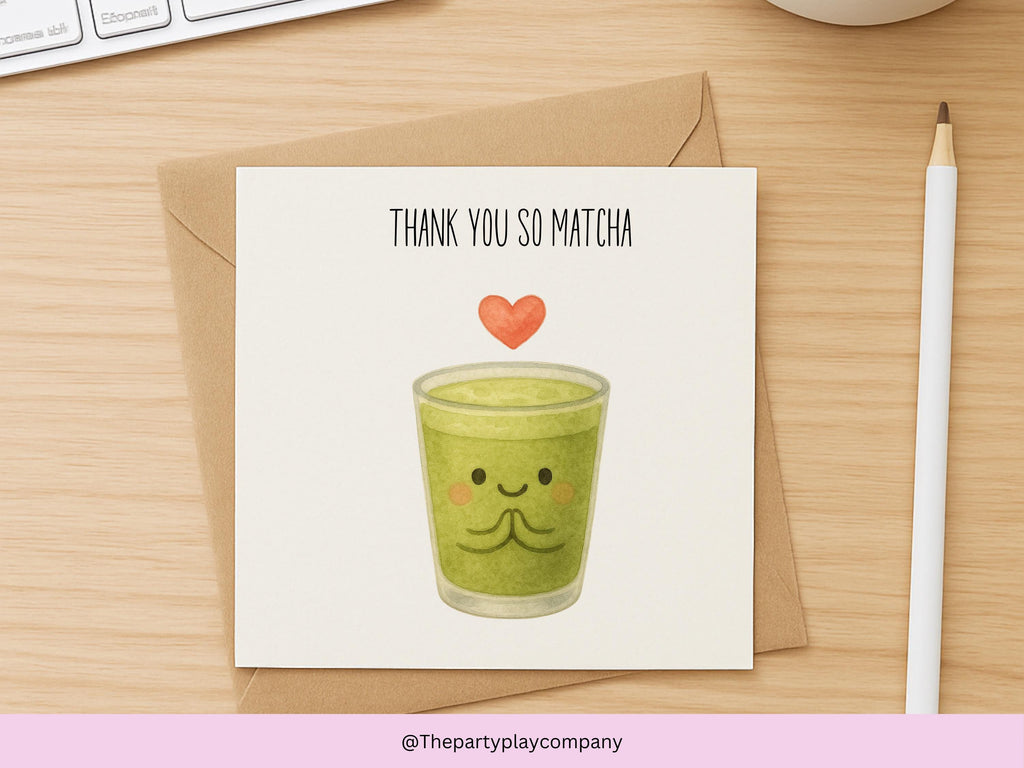 Matcha Thank You Card: Funny Food Pun for Tea Lovers
