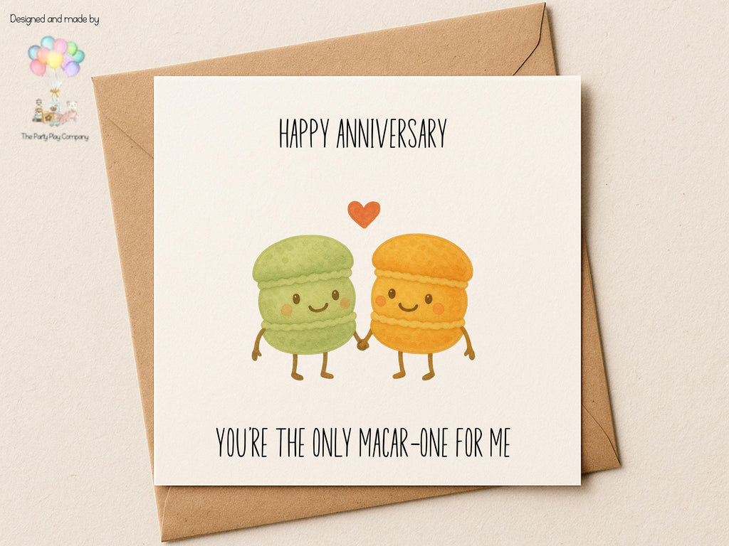 Funny Macaron Anniversary Card: Kawaii Food Pun Love