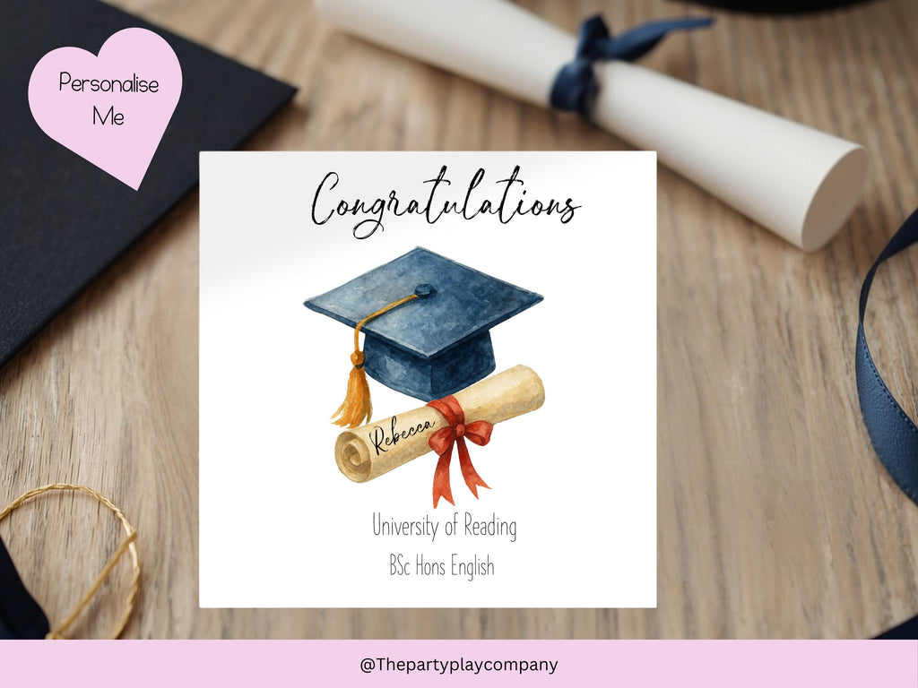 Personalized Graduation Card 2025: Cap & Scroll Design