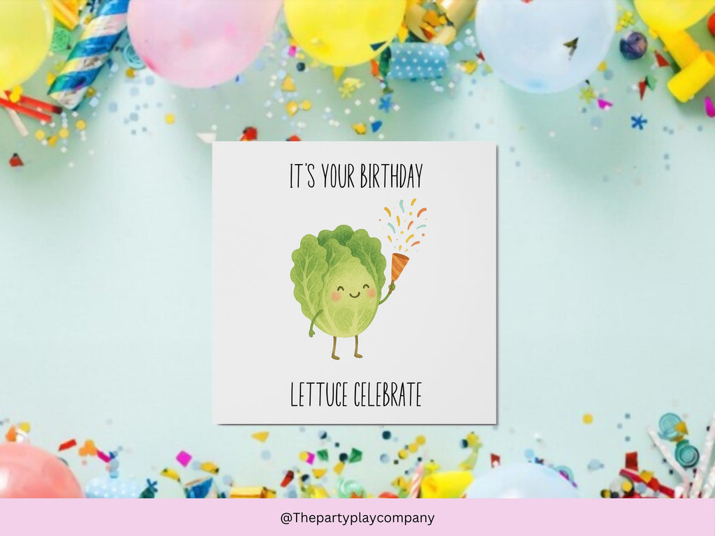 Lettuce Celebrate Birthday Card: Funny Food Pun Greeting
