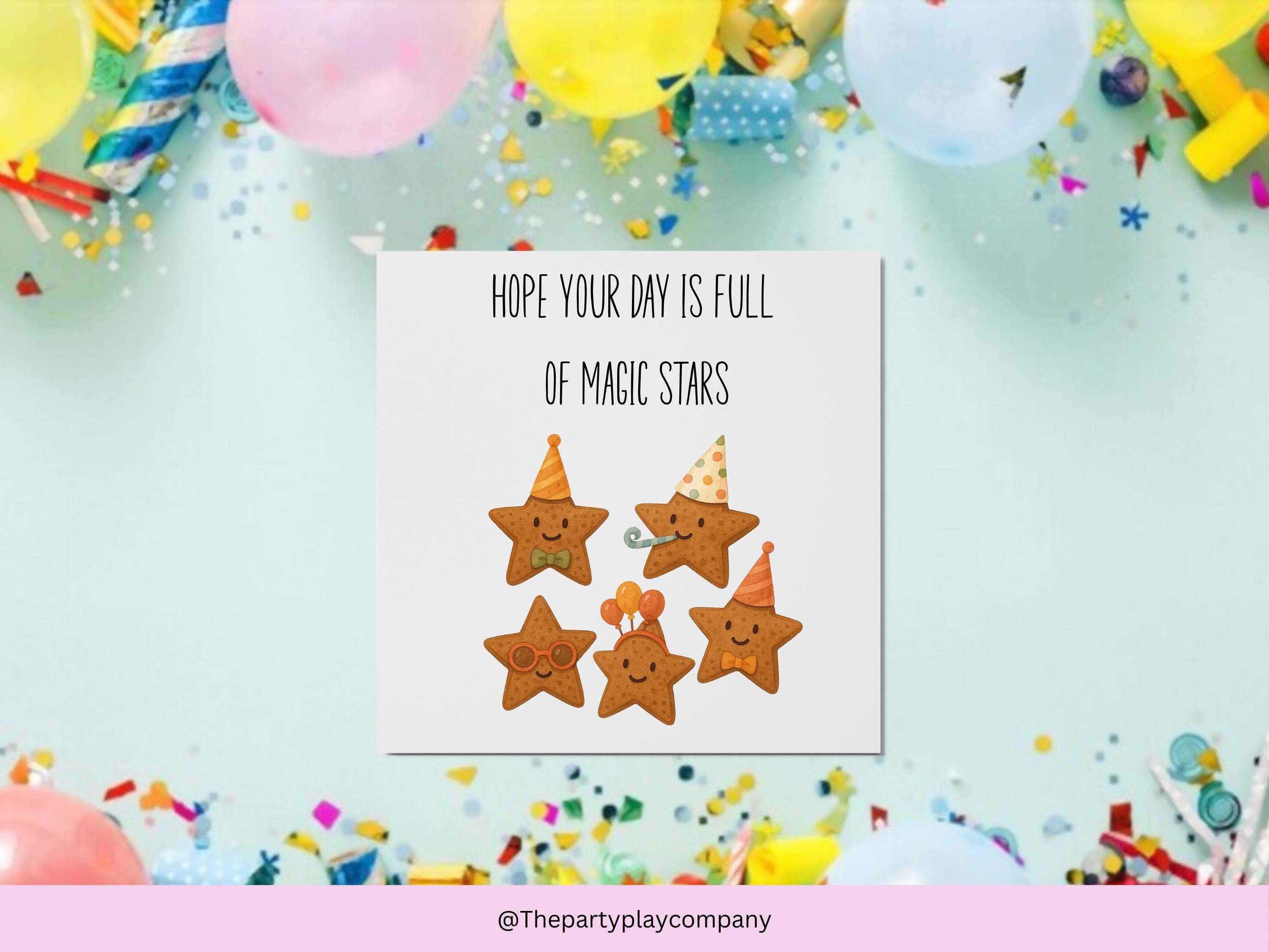 Birthday Card – Cute Magic Stars Design – Fun Kids Birthday Greeting Card with Envelope – 6x6 Celebration Card