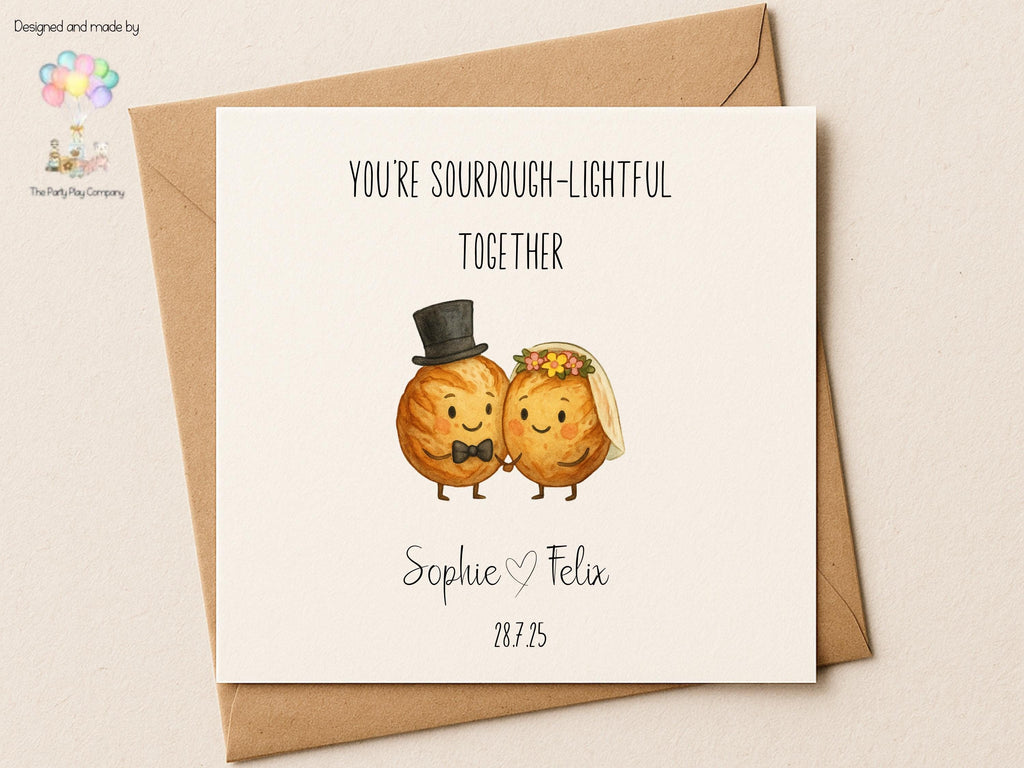Funny Wedding Card |Sourdough Pun Congratulations Card |You’re Sourdough-lightful Together | Personalised Newlyweds  |4 for 10 Pound Offer