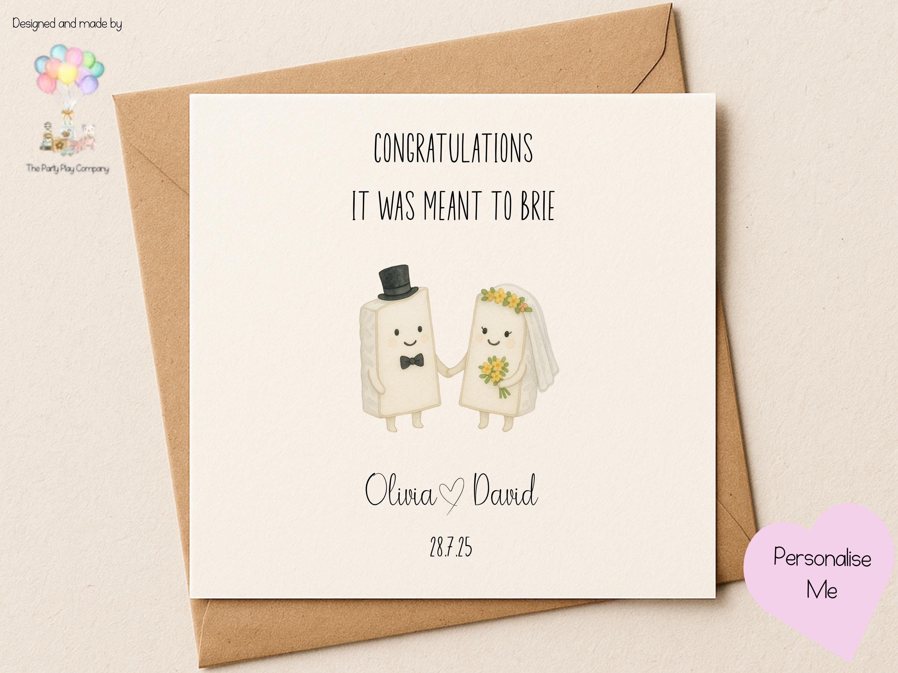 Funny Cheese Wedding Card: Personalized Bride & Groom Brie