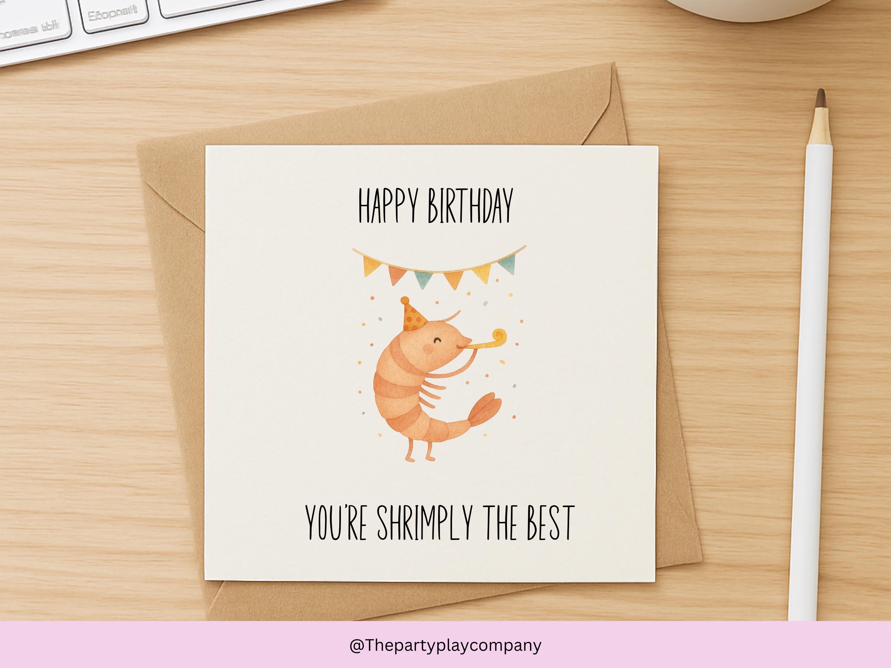 Shrimp Birthday Pun Card: Funny Seafood Greeting