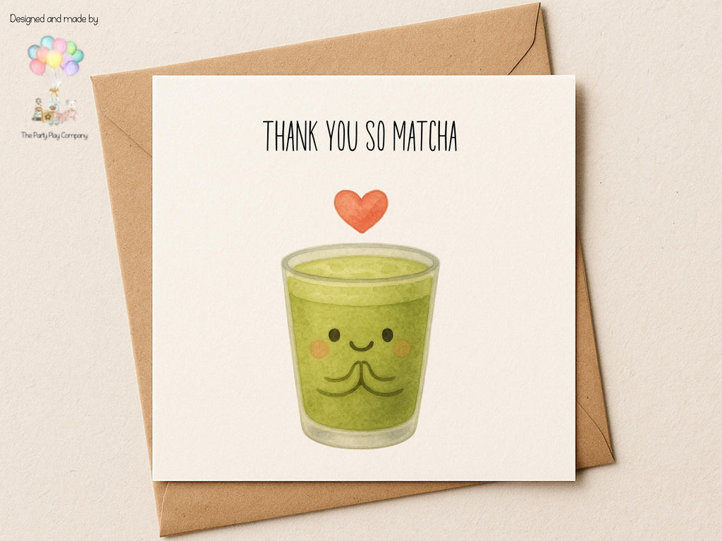 Matcha Thank You Card: Funny Food Pun for Tea Lovers