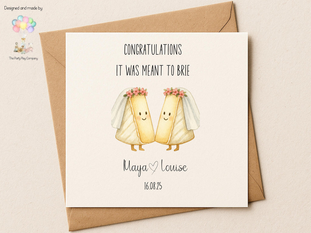 Funny Lesbian Wedding Card: Two Brides Cheese Pun Anniversary Card