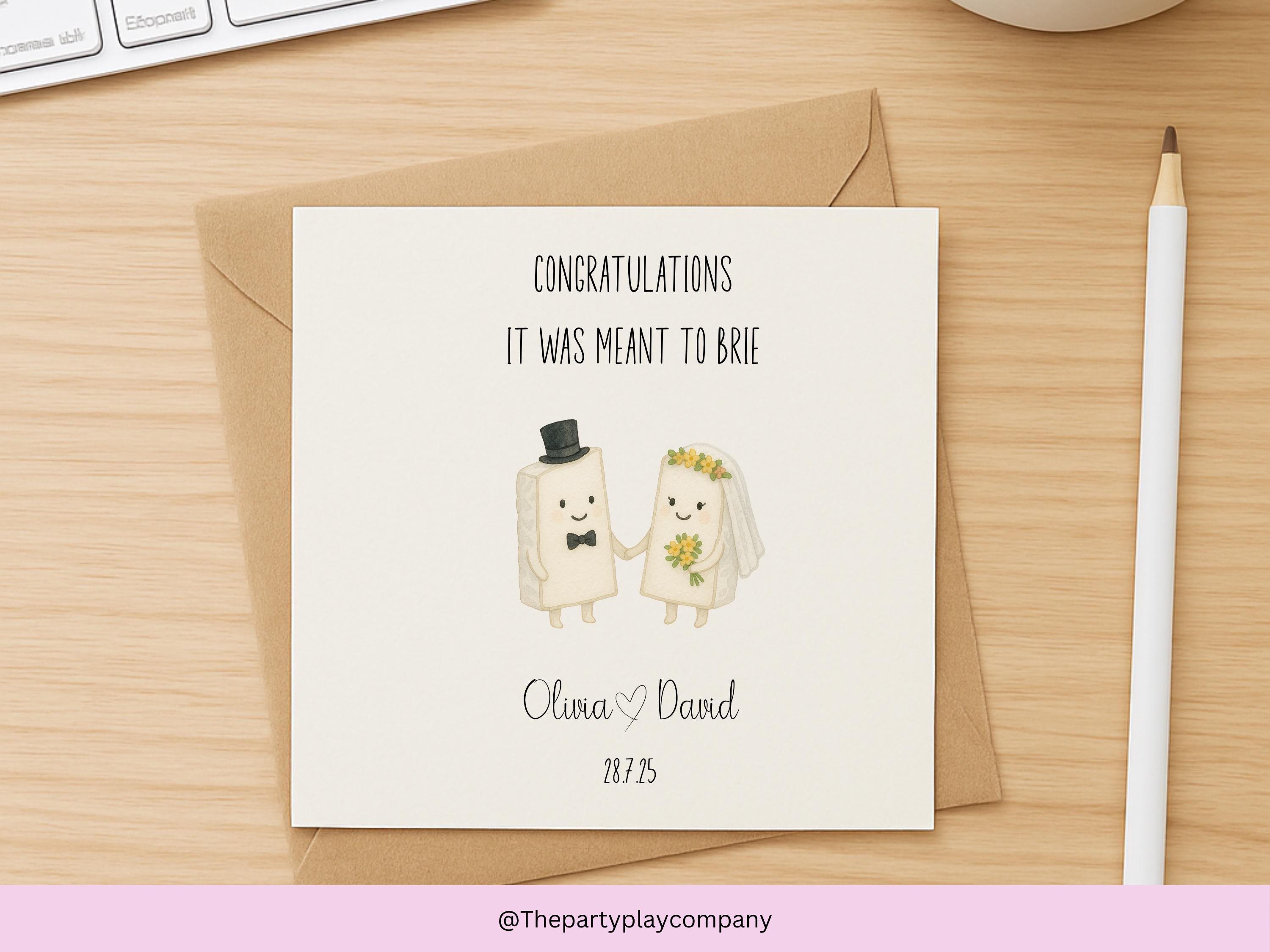 Funny Cheese Wedding Card: Personalized Bride & Groom Brie