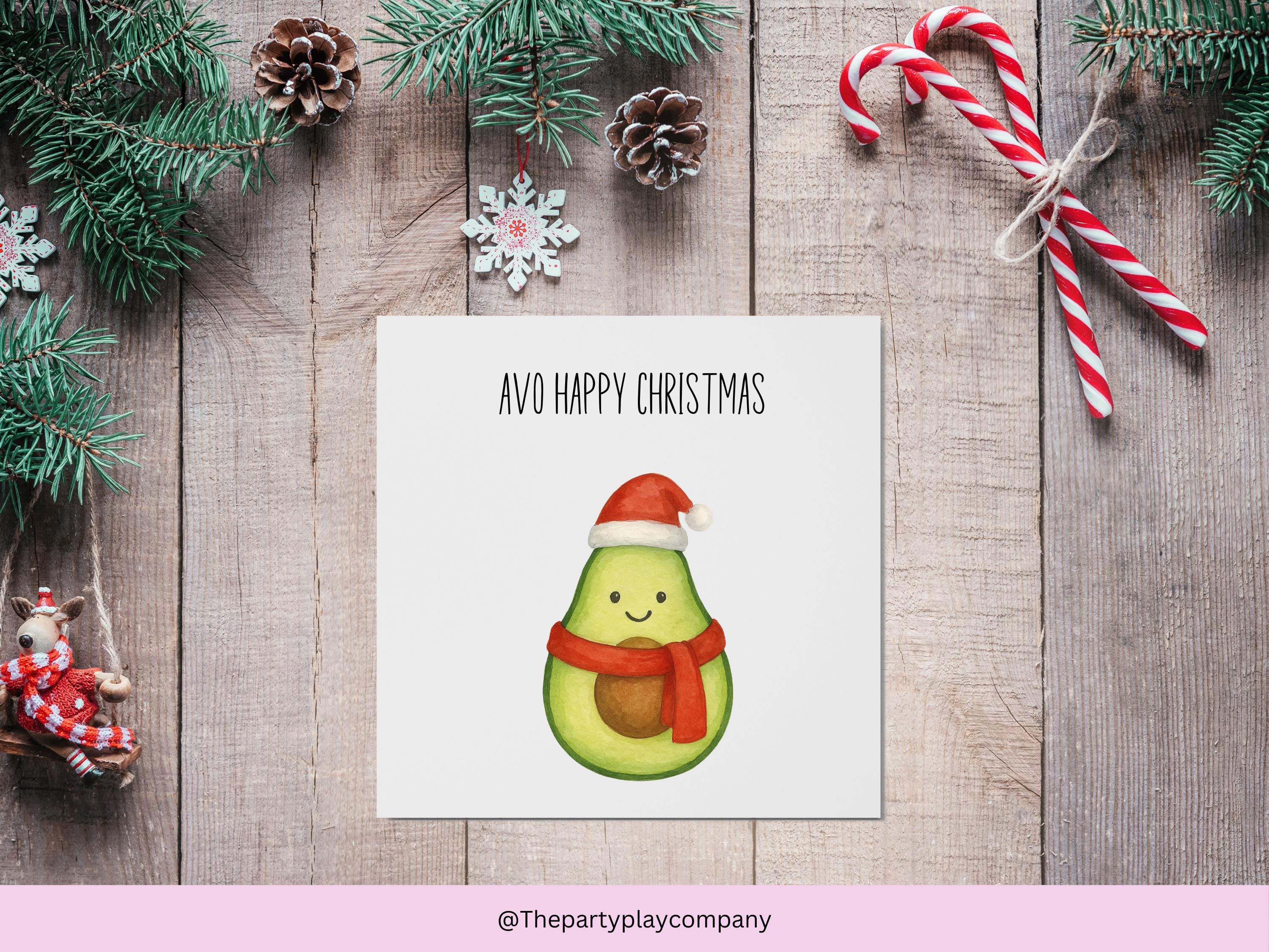 Funny Avocado Christmas Card: Avo Happy Christmas Pun
