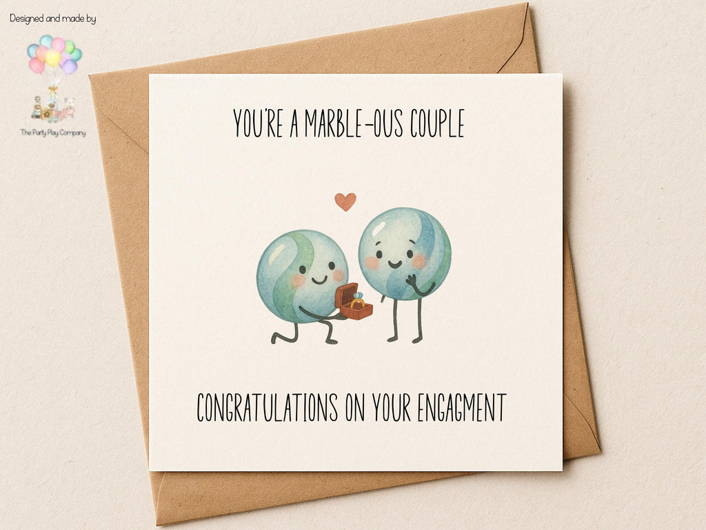Funny Engagement Card: Marble Pun - "Marble-ous" Love