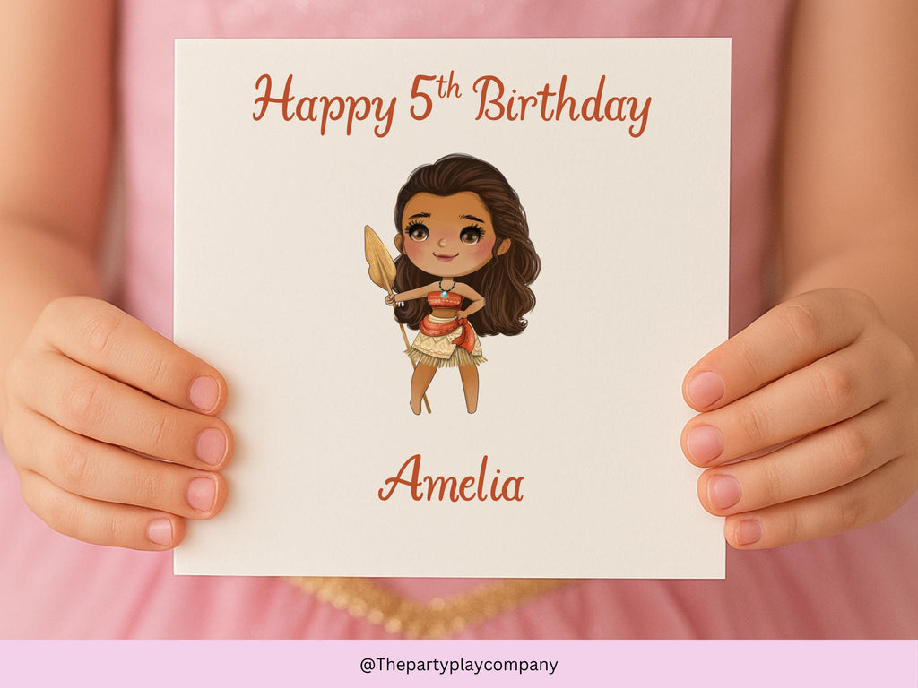 Personalised Island Princess Birthday Card – Custom Name & Age, 6x6 Girls Card, More Designs Available
