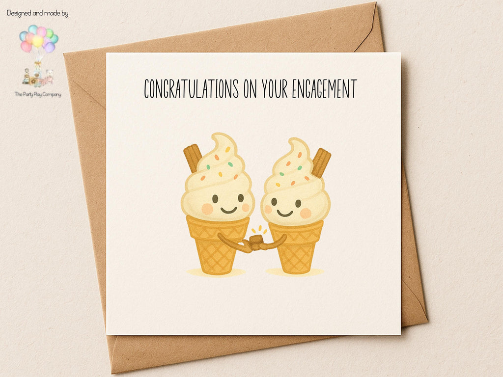 Ice Cream Engagement Card: Funny Congratulations Card for Couple