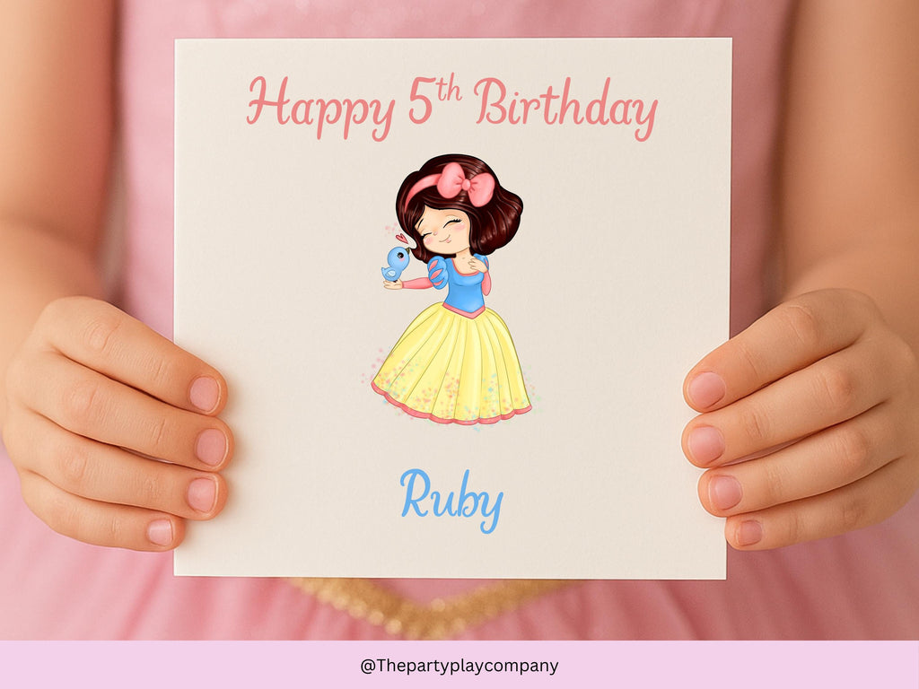 Personalised Snow Princess Birthday Card – Custom Name & Age, 6x6 Girls Card, More Designs Available