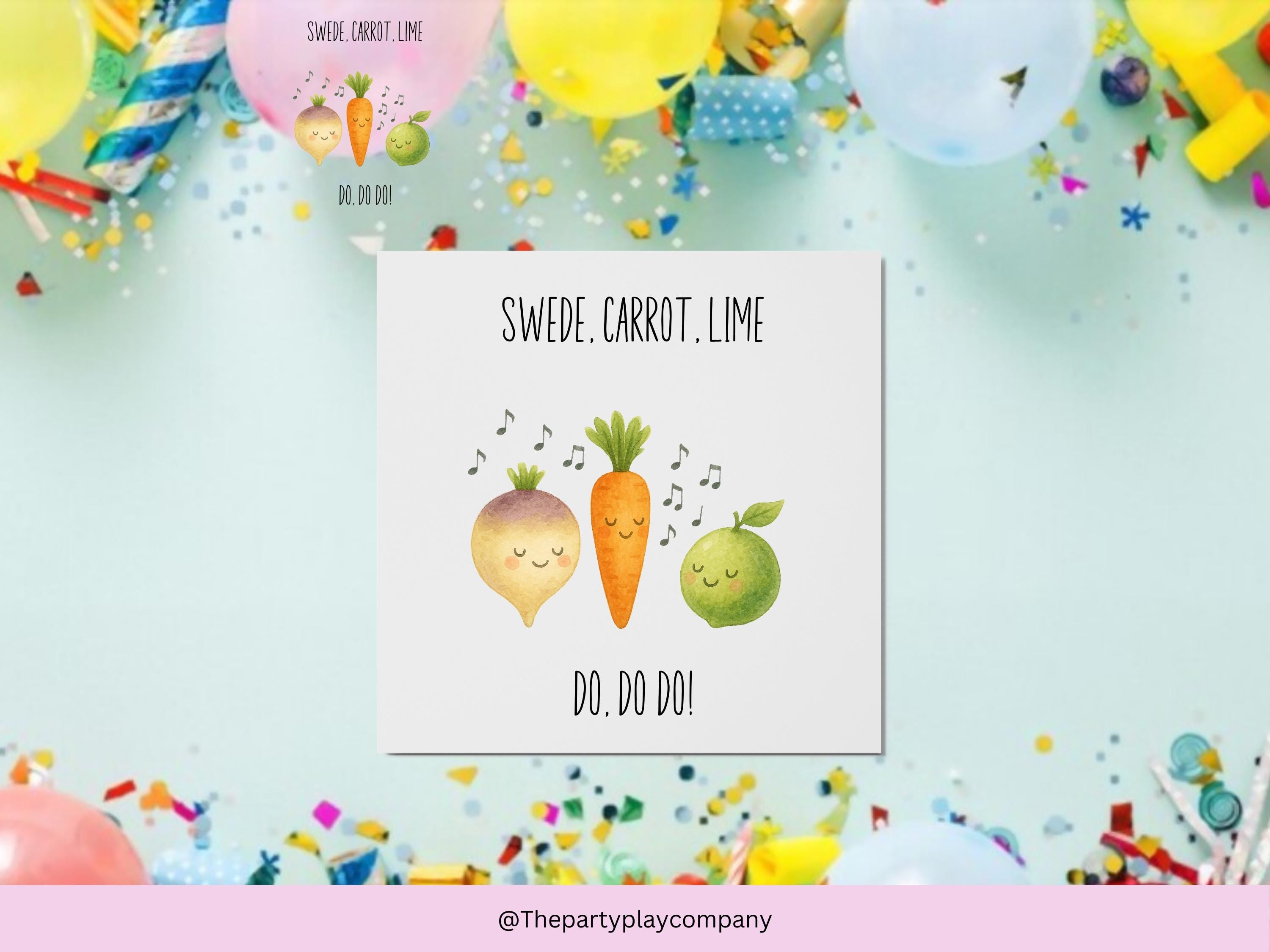Swede Carrot Lime Pun Card: Quirky Birthday Card