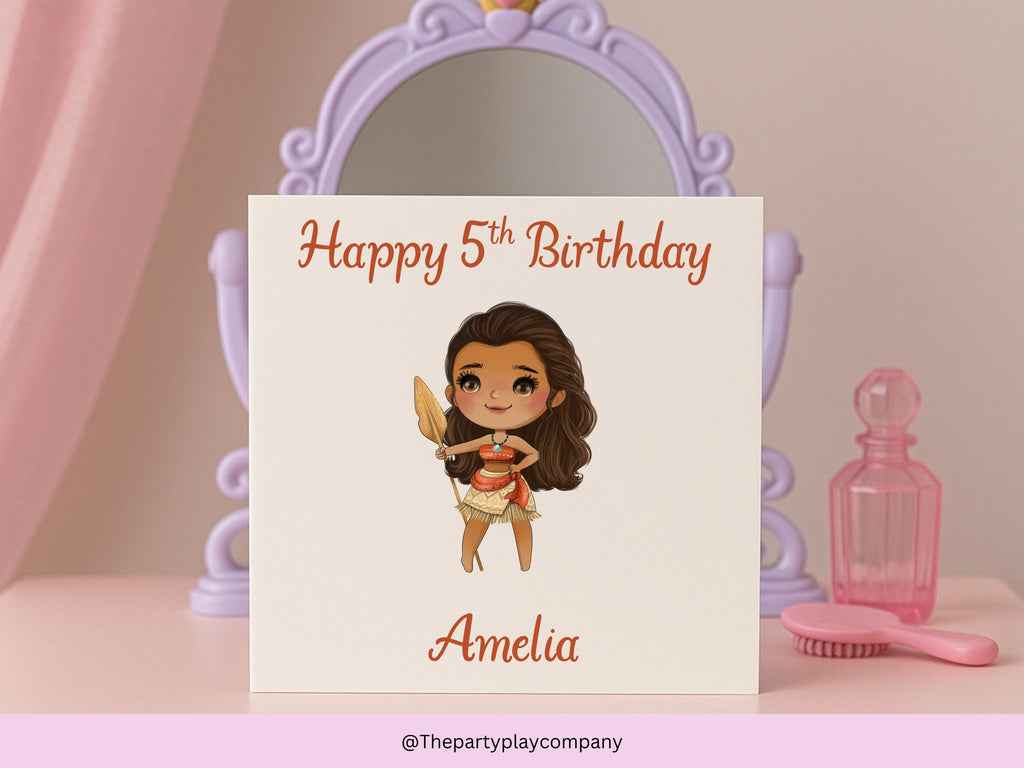 Personalised Island Princess Birthday Card – Custom Name & Age, 6x6 Girls Card, More Designs Available