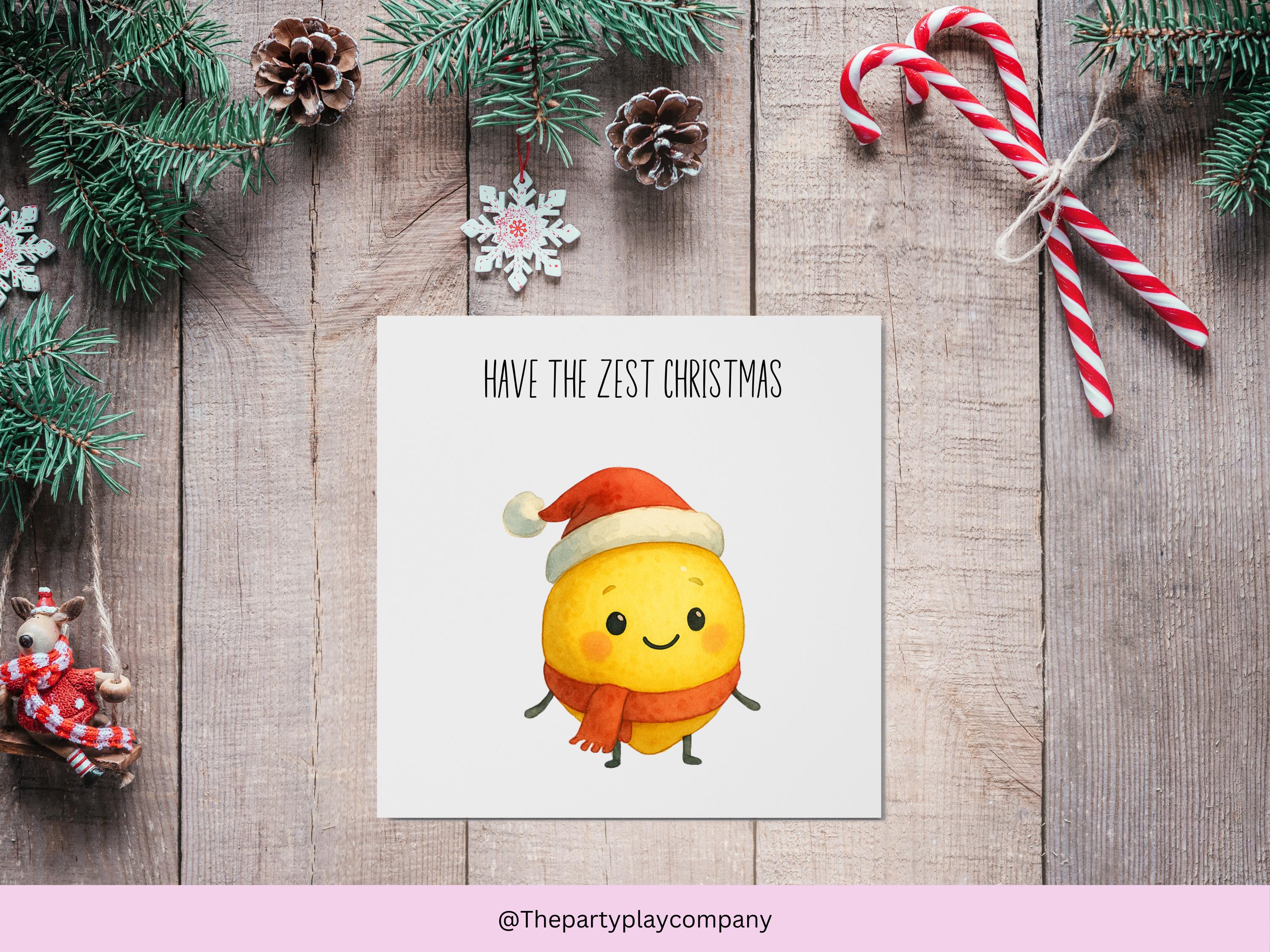 Funny Christmas Card | Lemon Pun Xmas Card | Quirky Festive Foodie Card | Have the Zest Christmas | 4 for 10 Pound Offer