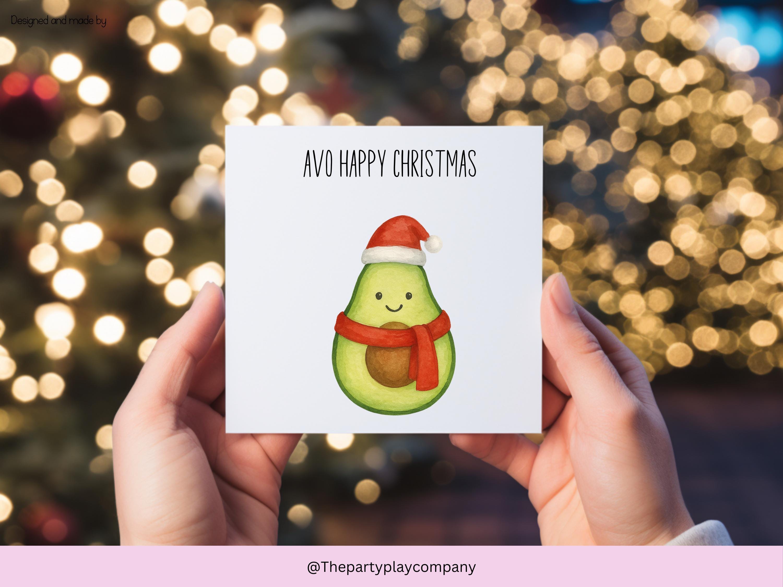 Funny Avocado Christmas Card: Avo Happy Christmas Pun