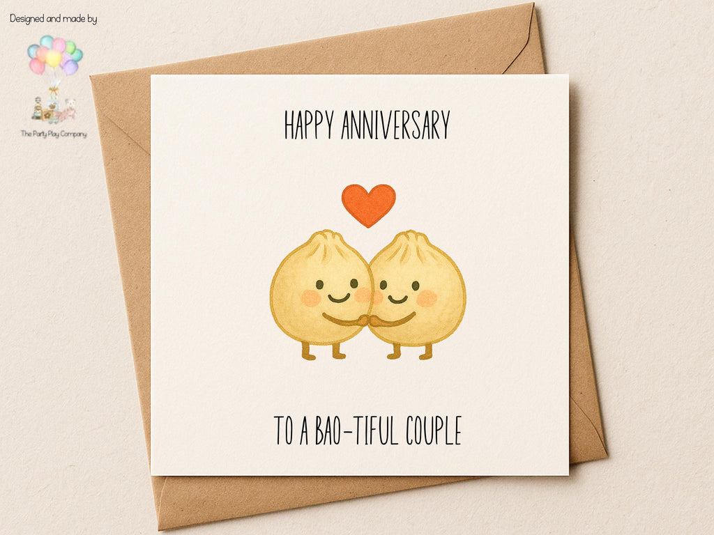 Funny Bao Couple Anniversary Card: Kawaii Food Pun Love Card
