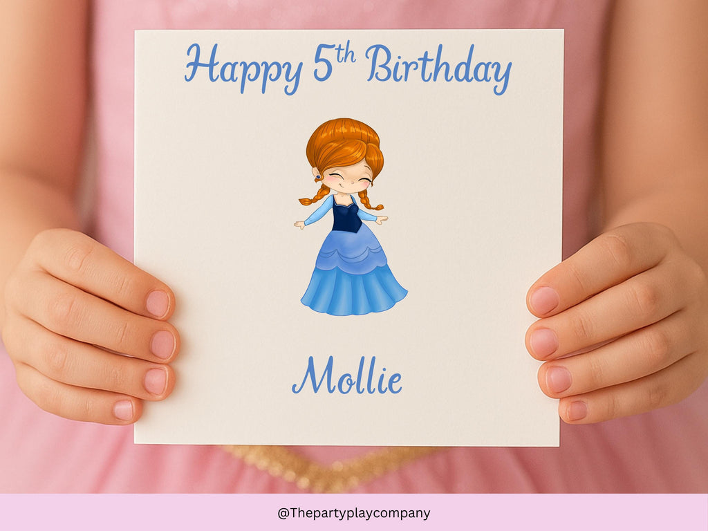Personalized Princess Birthday Card: Custom Name & Age, 6x6 Inch