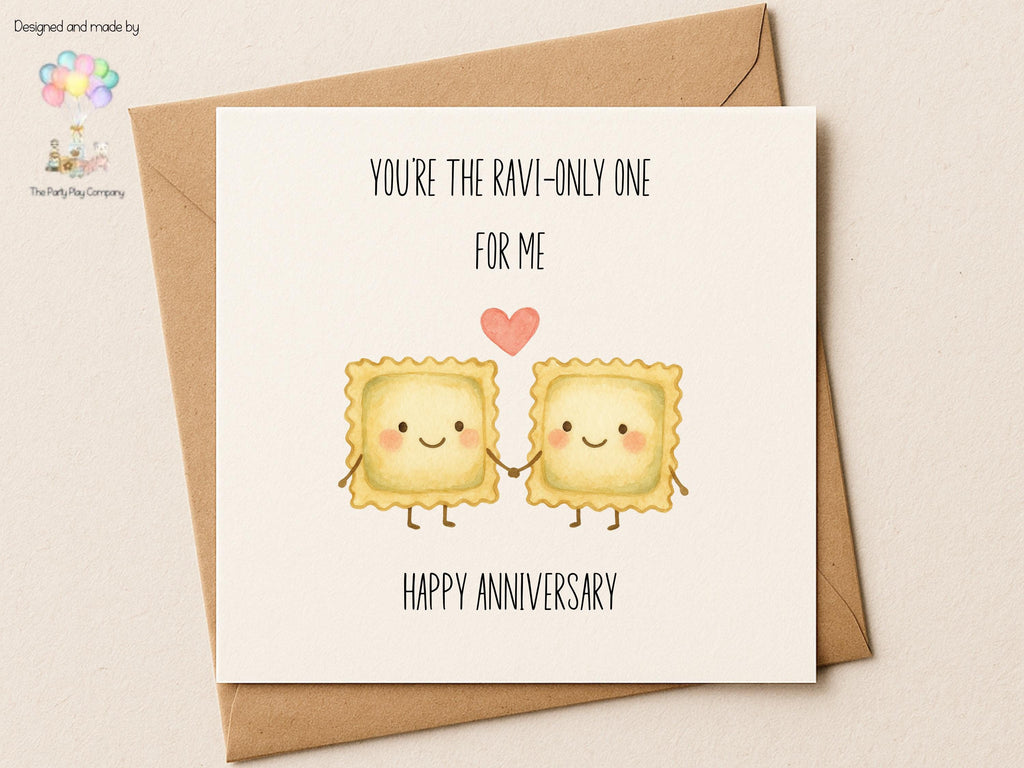 Funny Ravioli Anniversary Card: Kawaii Food Pun Love Card
