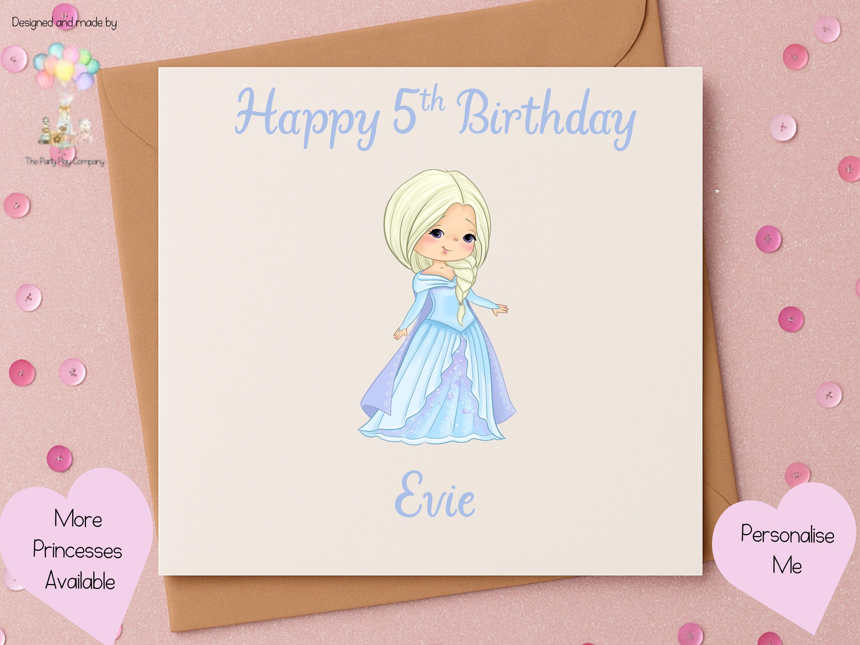 Personalised Ice Princess Birthday Card – Custom Name & Age, 6x6 Girls Card, More Designs Available