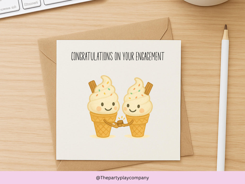 Ice Cream Engagement Card: Funny Congratulations Card for Couple