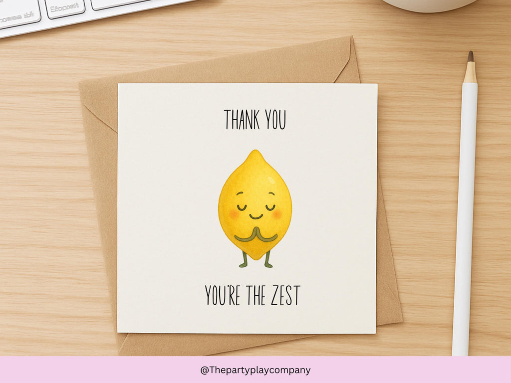 Lemon Thank You Card: Funny Food Pun - You're The Zest