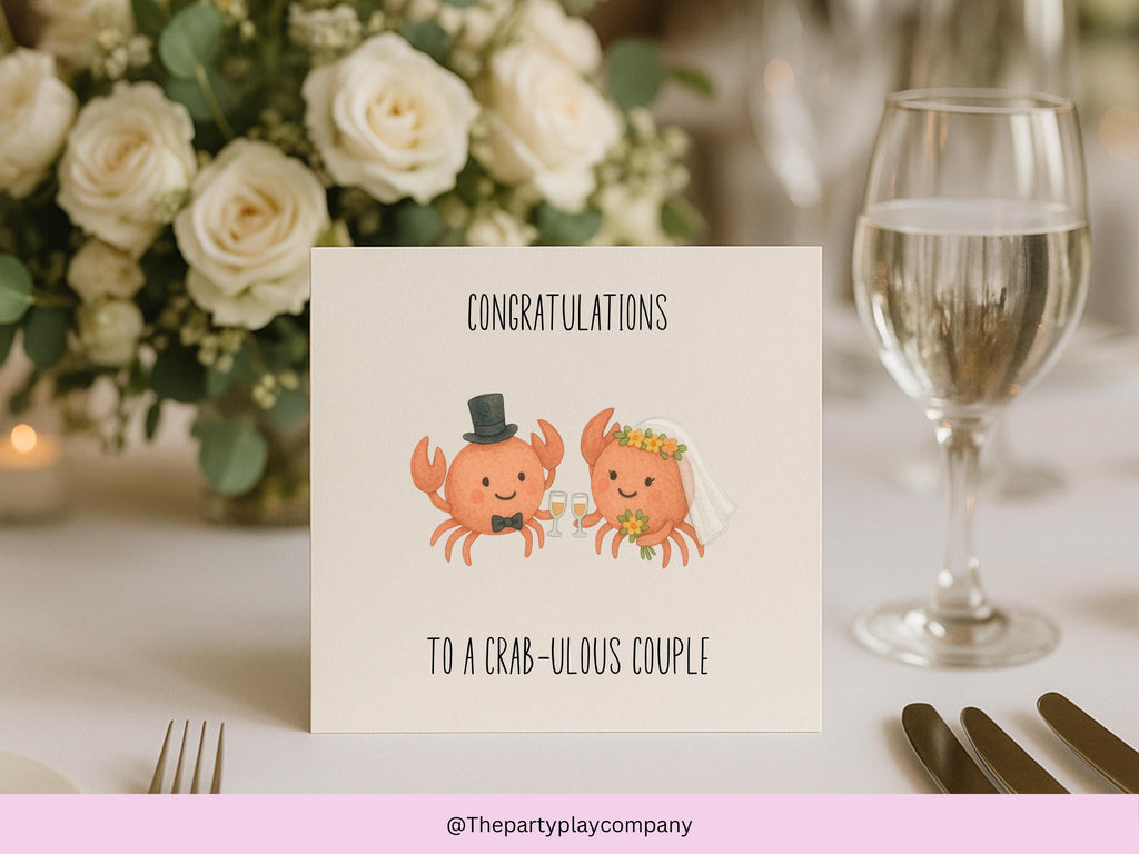 Funny Crab Wedding Card: "To a Crab-ulous Couple"
