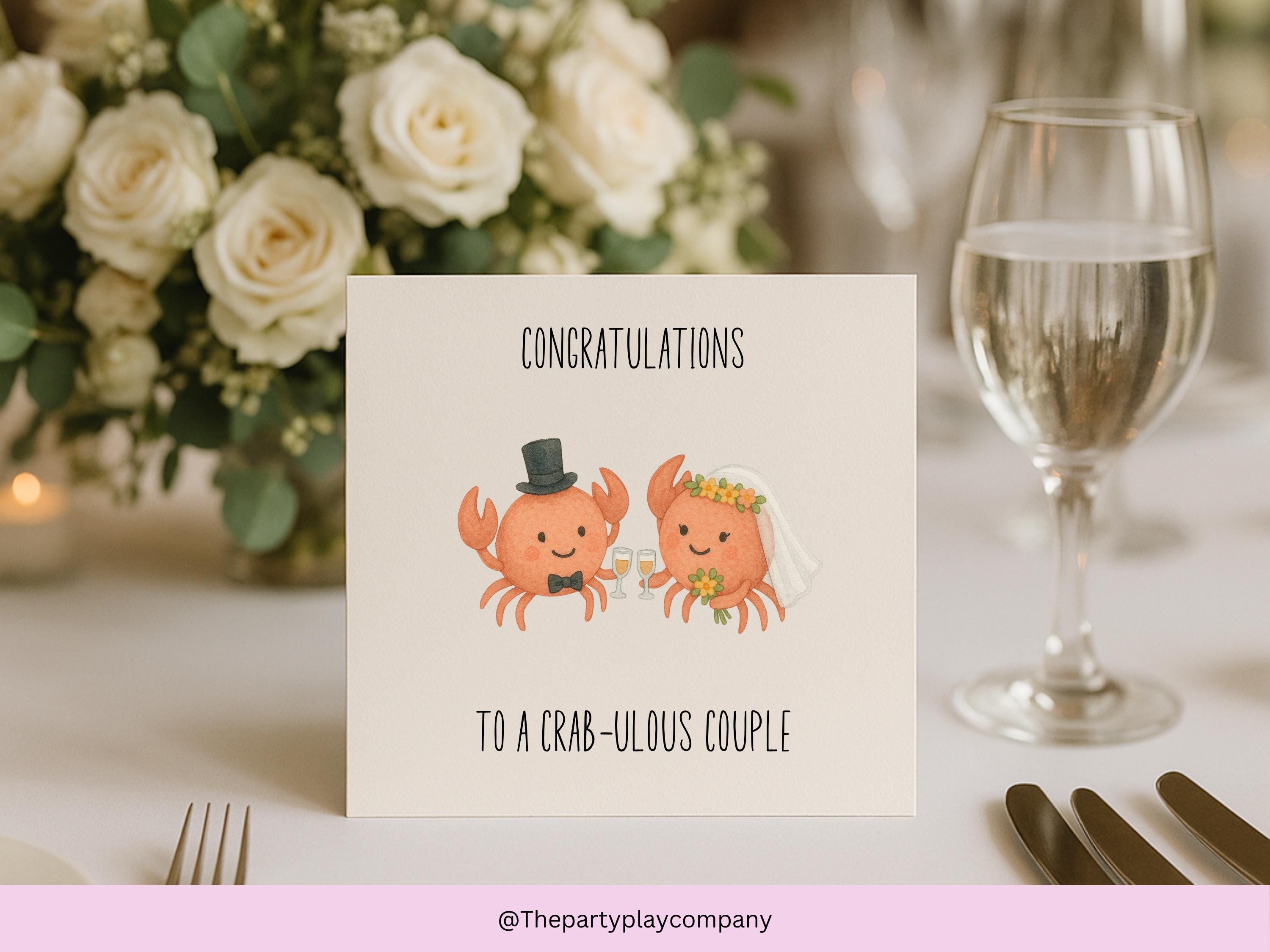 Funny Crab Wedding Card: "To a Crab-ulous Couple"