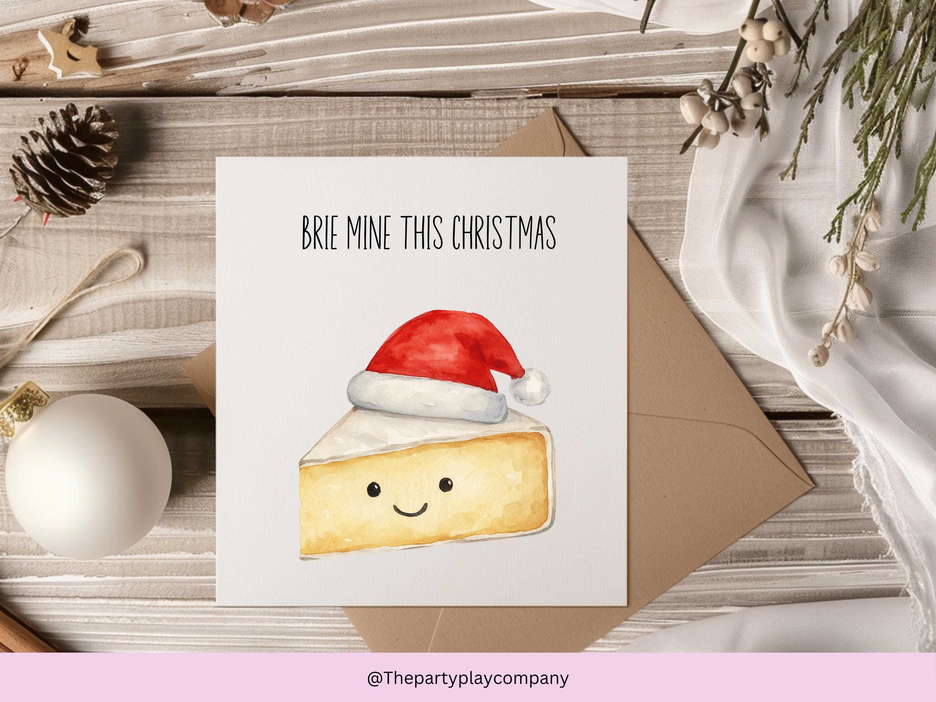 Funny Cheese Christmas Card: Brie Mine Pun - 6x6 with Envelope