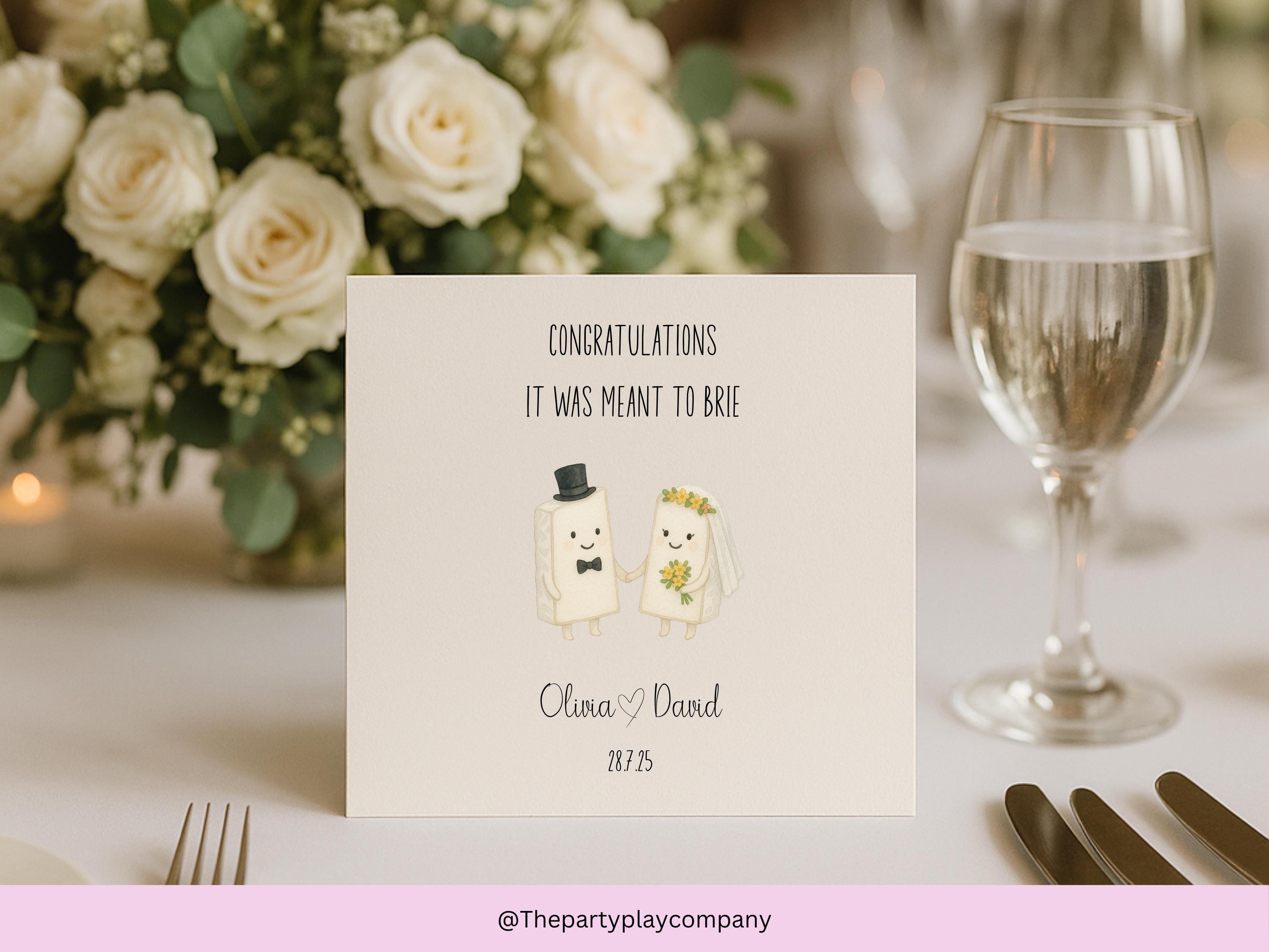 Funny Cheese Wedding Card: Personalized Bride & Groom Brie