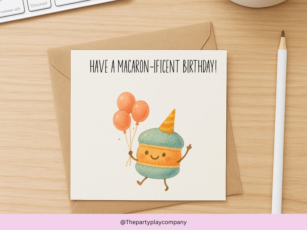 Funny Macaron Birthday Card: Food Pun Greeting Card