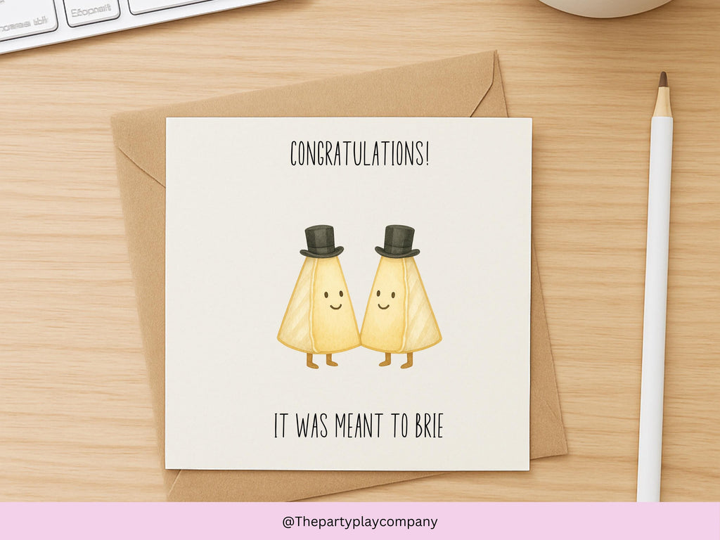 Funny Gay Wedding Card: It Was Meant to Brie Cheese Pun
