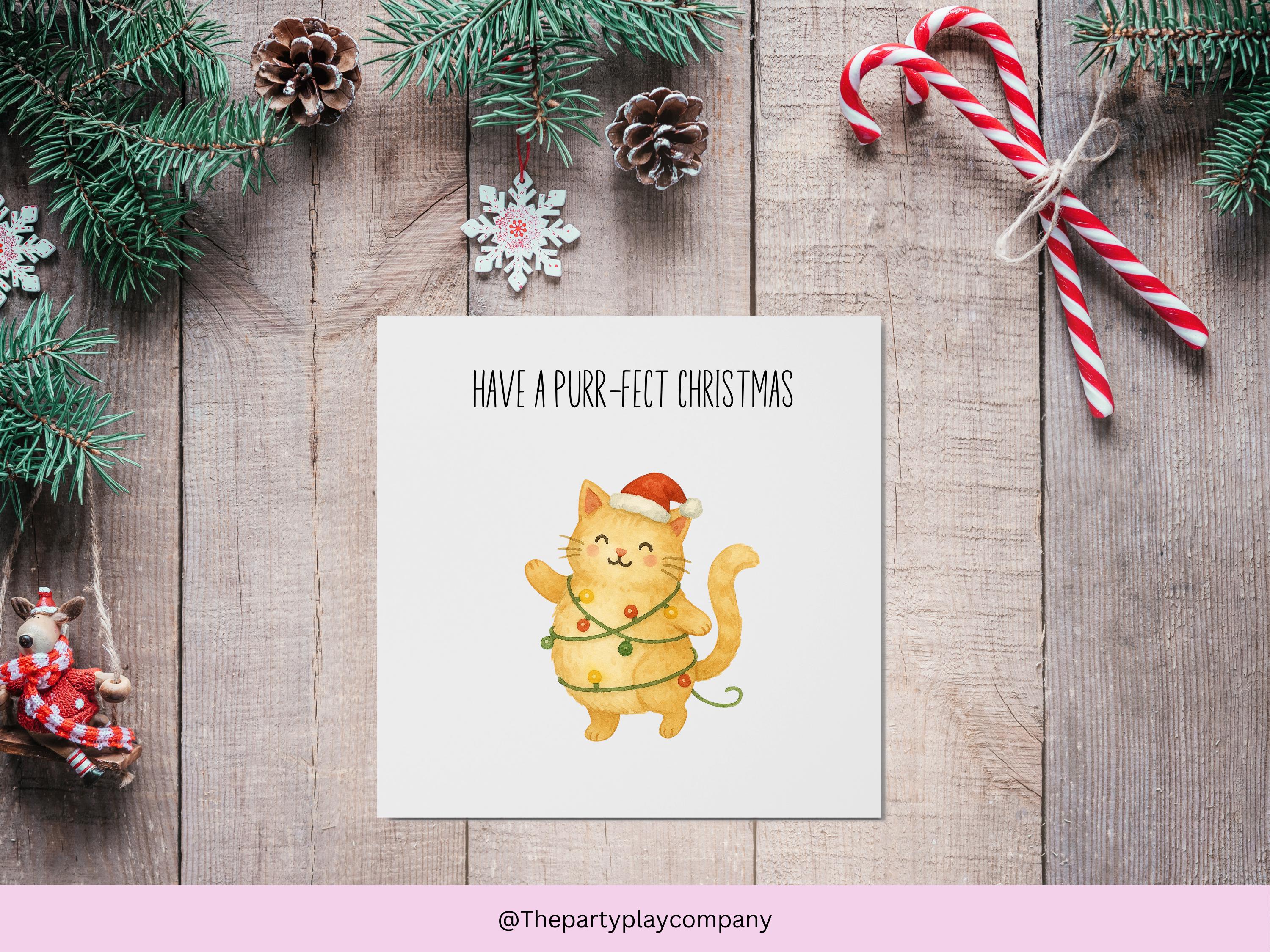 Funny Cat Christmas Card: Purr-fect Pun Holiday Greeting