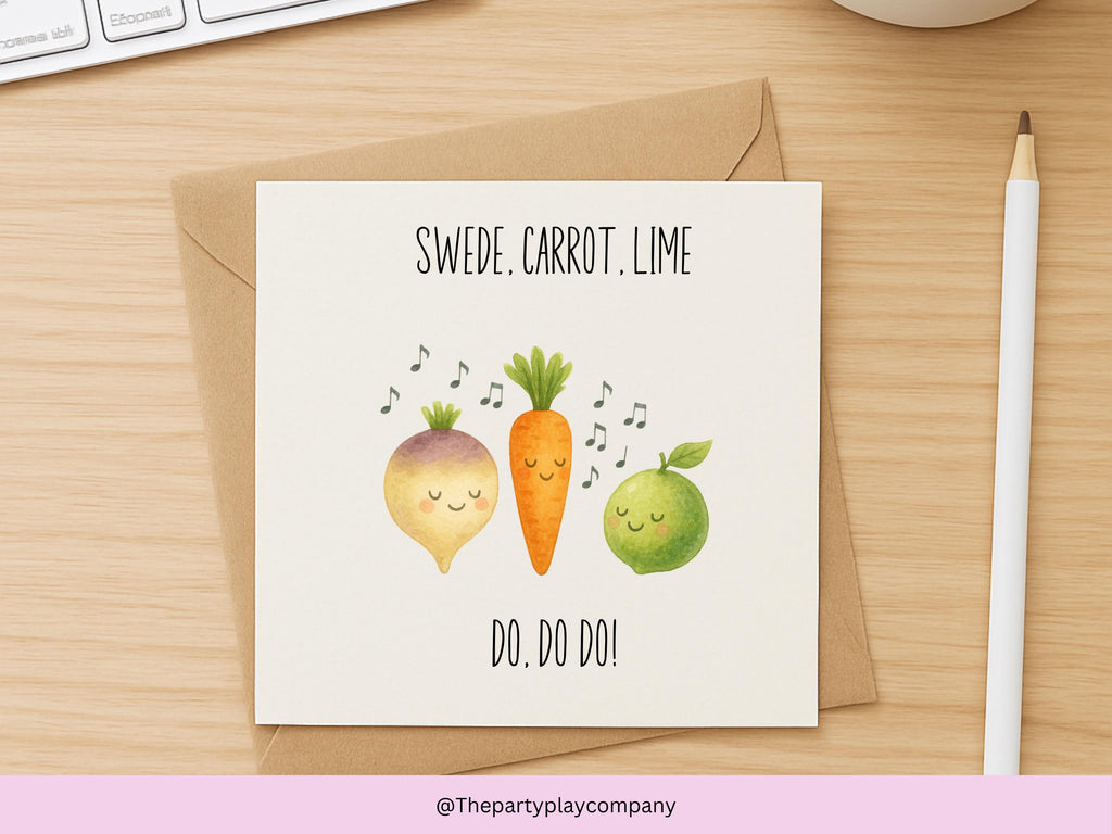 Swede Carrot Lime Pun Card: Quirky Birthday Card