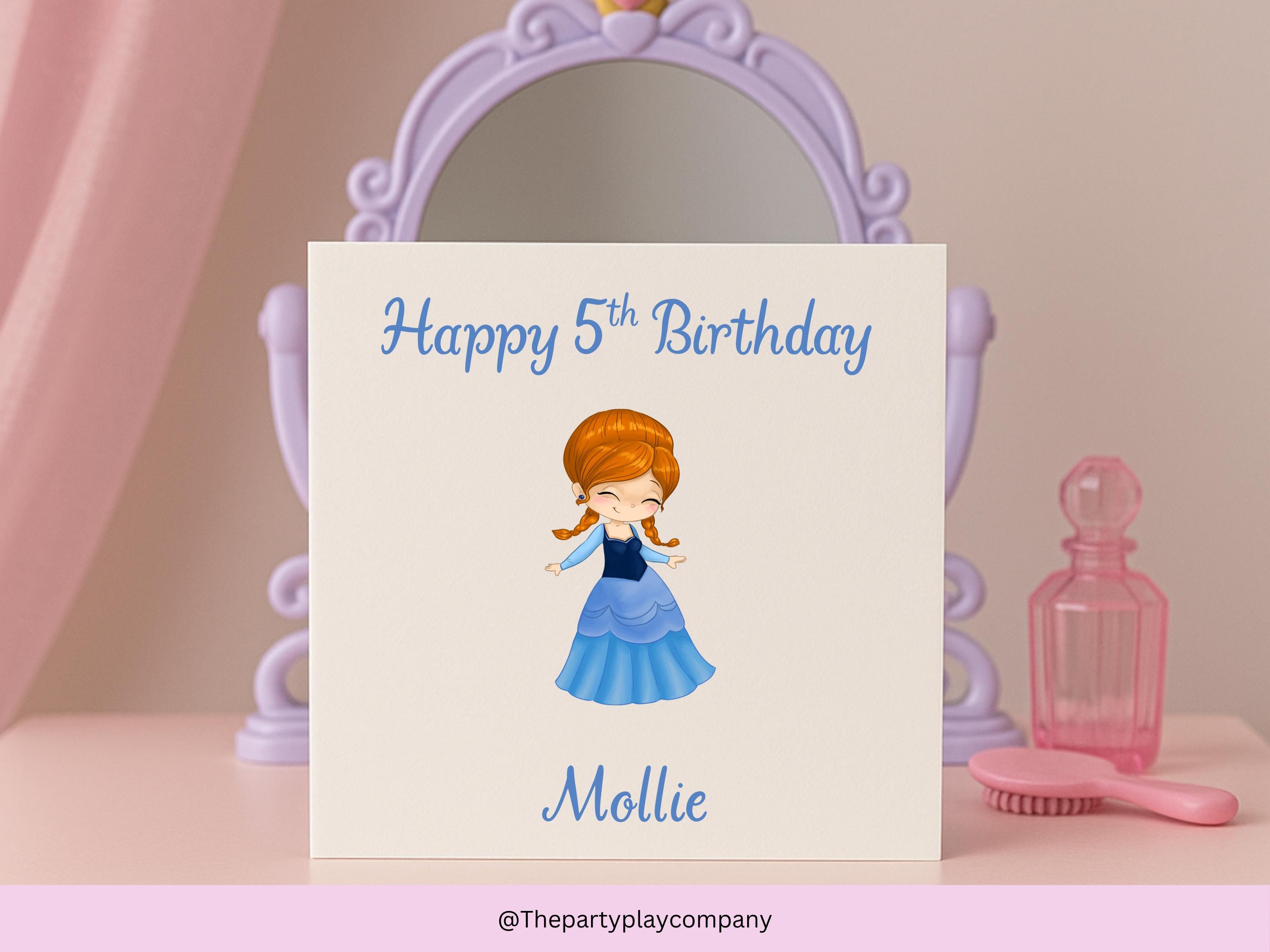Personalized Princess Birthday Card: Custom Name & Age, 6x6 Inch