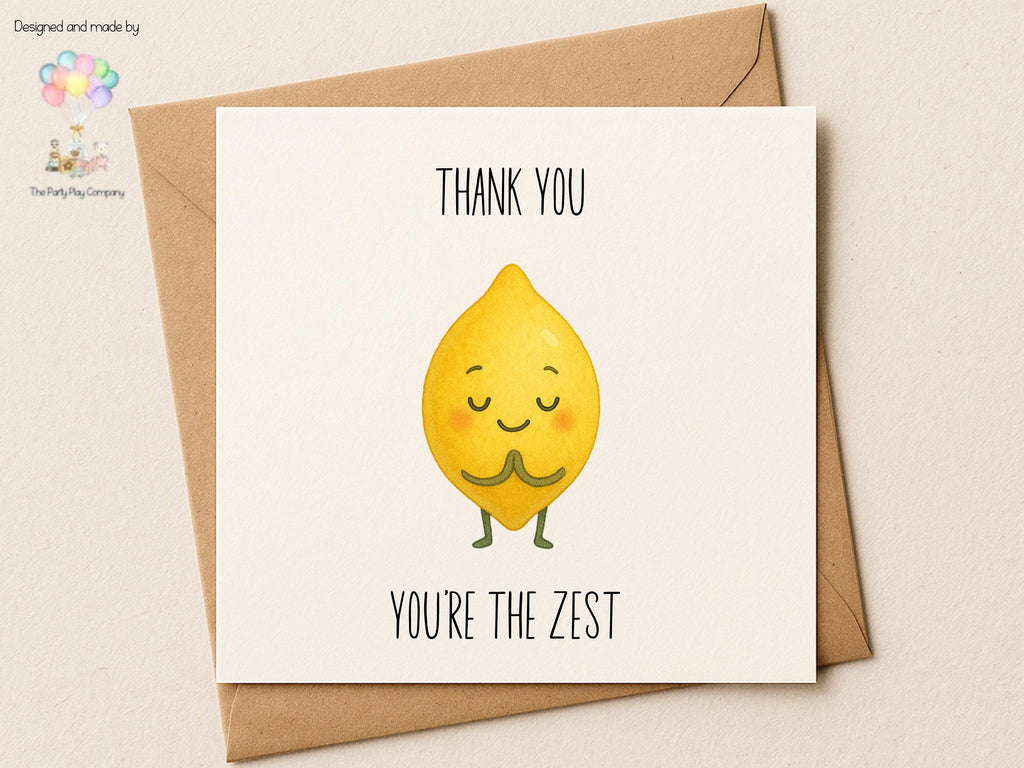 Lemon Thank You Card: Funny Food Pun - You're The Zest
