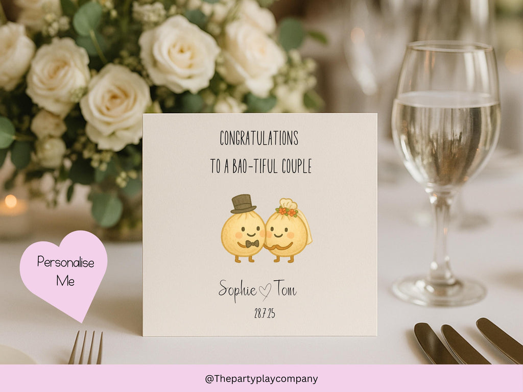 Funny Wedding Card | Cute Bao Pun Congratulations Card | Quirky Newlyweds Card | To A Bao-tiful Couple