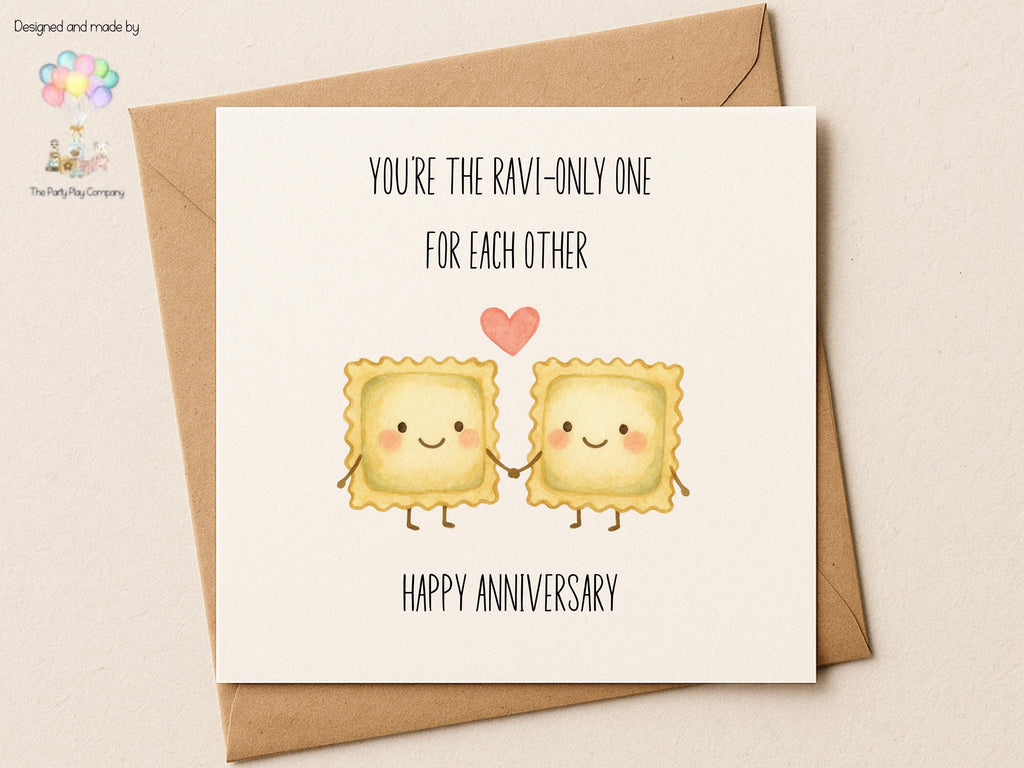 Funny Ravioli Anniversary Card: Kawaii Food Pun Love
