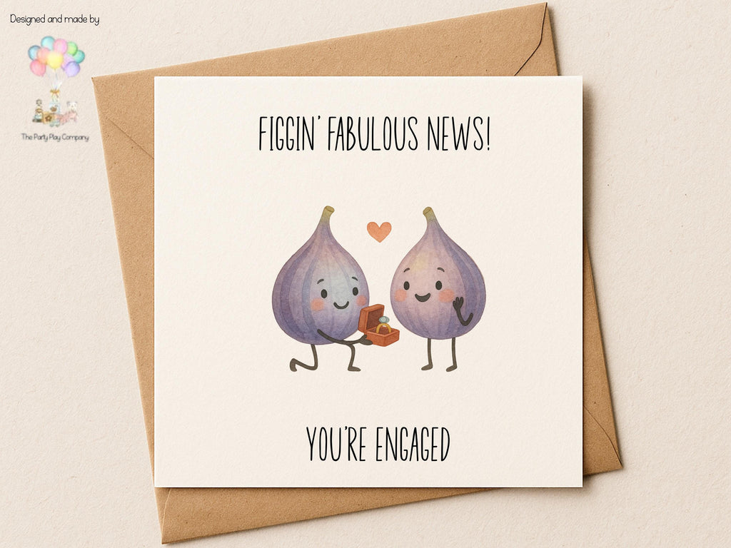 Funny Engagement Card | Fig Pun Couple | Figgin’ Fabulous News | Cute Congratulations Card for Engagement