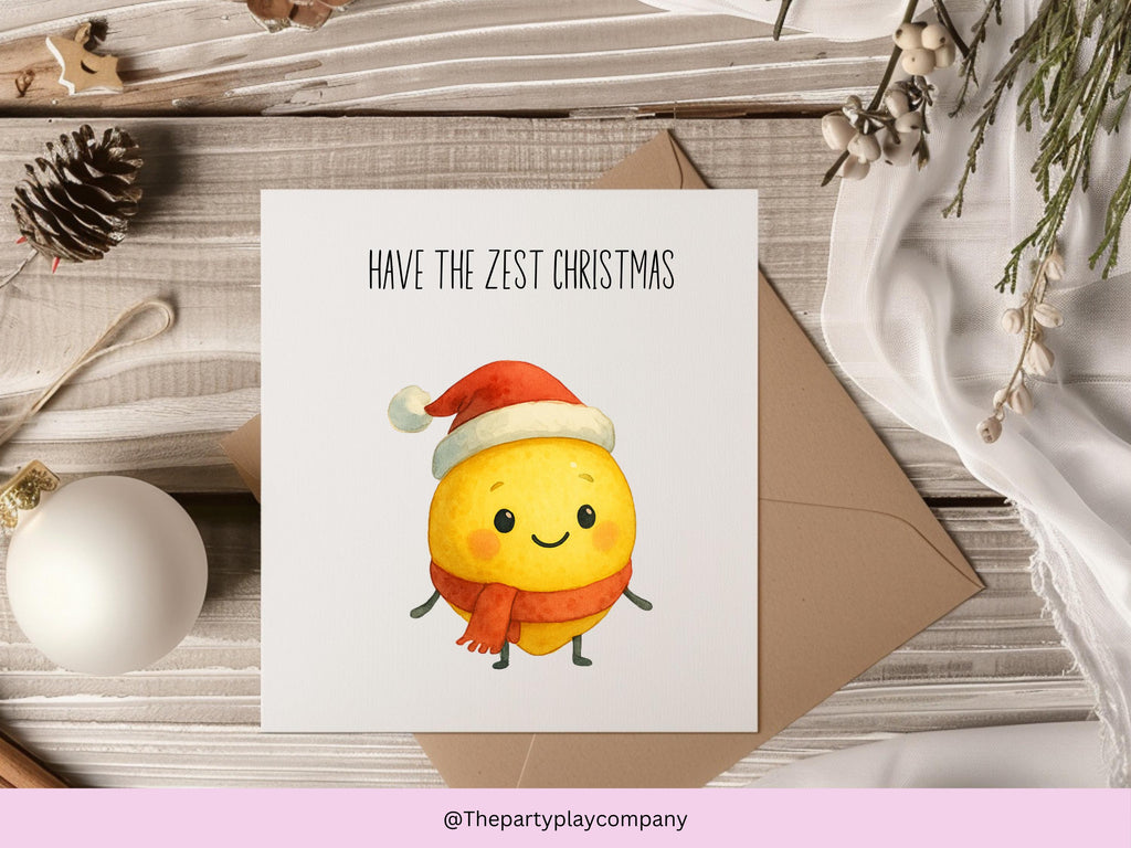 Funny Christmas Card | Lemon Pun Xmas Card | Quirky Festive Foodie Card | Have the Zest Christmas | 4 for 10 Pound Offer