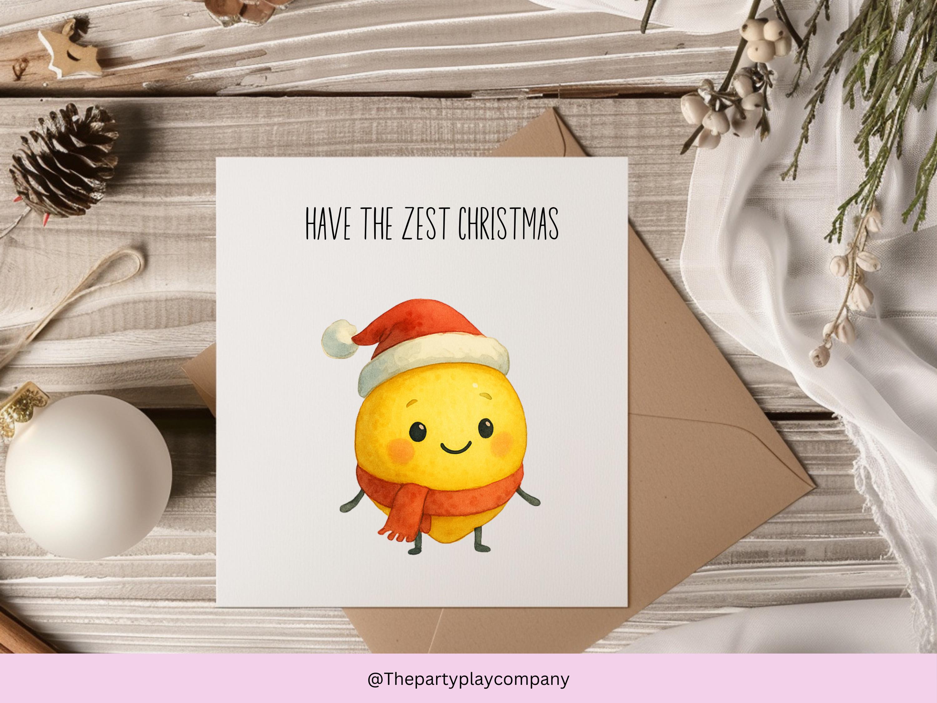 Funny Christmas Card | Lemon Pun Xmas Card | Quirky Festive Foodie Card | Have the Zest Christmas | 4 for 10 Pound Offer