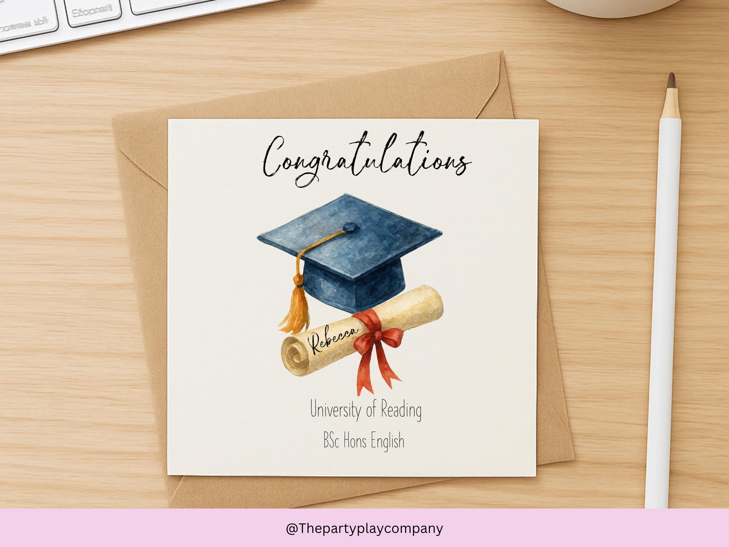 Personalized Graduation Card 2025: Cap & Scroll Design